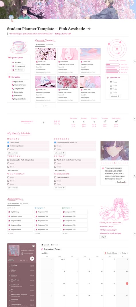 Student Planner Notion Template plannerinspiration #notiondailyplanner #study #androidplanner. Pink Aesthetic Notion, Cute Notion, Aesthetic Workspace, Electronics Devices, Student Dashboard, Notion Ideas, Notion Inspo, Notion Aesthetic, Aesthetic Notion