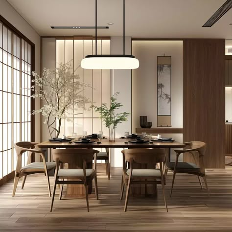 Wabi Sabi Dining Room, Japandi Dining Room Design, Japandi Dining Room, Japandi House, Modern Dining Room Ideas, Modern Japandi, Japandi Interior Design, Wabi Sabi Interior, Japandi Interiors