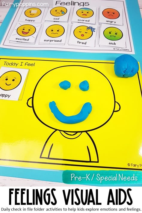 Feelings Learning Activities, Feeling For Preschool, Feelings Centers Preschool, Social Activities For Kindergarten, Montessori Feelings Activities, Emotion Art And Craft Preschool, Identify Emotions Activities, Emotion Kindergarten Activities, Preschool Folders Ideas