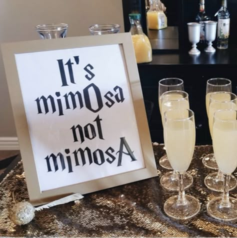 Hp Bachelorette Party, Bachelorette Party Themes Harry Potter, Harry Potter Themed Wedding Dress Bridesmaid, Harry Potter Theme 30th Birthday, Brid Shower Ideas, Harry Potter Hens Party, Its Mimosa Not Mimosa Harry Potter, Harry Potter Shower Favors, Harry Potter Bachelorette Theme