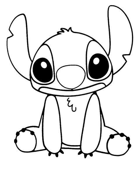 Stitch Art Drawing, Easy Drawings Stitch, Simple Stitch Drawing, Stiches Dessin, Stitch Easy Drawing, How To Draw Stitch, Desenhos Fáceis A Lapis, Stitch Drawing Easy, Drawing Stitch