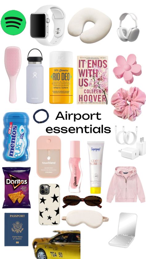 #airport#essentials#travel#fyp Airport Purse Essentials, What To Pack For The Airport, Airport Travel Bag Essentials, What To Put In Travel Bag, What’s In My Airport Bag, Plane Essentials Long Flights, Airport Tote Bag Essentials, What To Pack For A Plane, Traveling Tips Packing