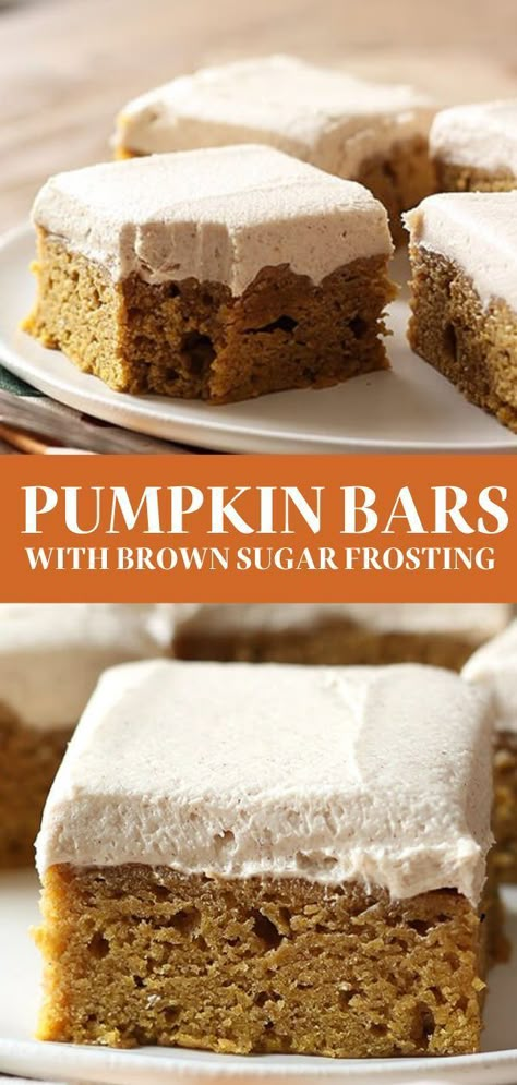 Frosted Pumpkin Bars, October Baked Goods, Pumpkin Bars With Cake Mix Easy, Pumpkin Bars With Cream Cheese Frosting, Pumpkin Pie Bars Easy, Pumpkin Cake Bars, Fall Desserts For A Crowd, Autumnal Recipes, Pumpkin Bars Recipe