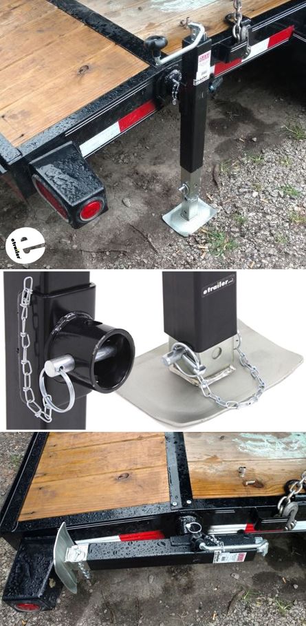 This utility jack allows you raise and lower your trailer. It's heavy duty construction allows you to lift capacity of 7,000 pounds and a support capacity of 8,000 pounds. It has a tubular swivel design. This is going to let you swing the jack up along the trailer frame for storage and bring it back down when you're ready to use it. Utility Trailer Accessories, Utility Trailer Upgrades, Trailer Frame, Landscape Trailers, Work Trailer, Jeep Trailer, Motorcycle Camping Gear, Atv Trailers, Overland Trailer