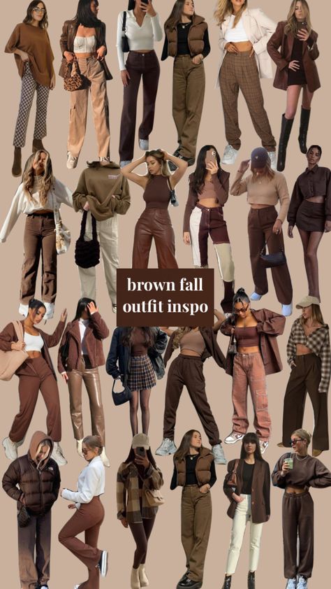 fall fashion inspo🤎 #shuffles #aestheticfashion #aestheticfall #brownaesthetic #brownmonochrome #fashion2022 #moodboard Brown Neutral Outfit Women, Accessories For Brown Outfit, How To Dress Brown Pants, Zoo Date Outfit Winter, Curdoroy Pants Outfit Womens Brown, Colours That Go With Brown Clothes, What Matches With Brown, Autumn Color Palette Fashion Outfit, Brown Courdory Jeans Outfits