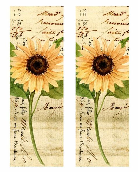 Shaker Bookmarks, Shaker Bookmark, Sunflower Printable, Vintage Bookmarks, Turtle Sea, Vintage Sunflower, Diy Bookmarks, Scrapbooking Stamps, Bookmarks Printable