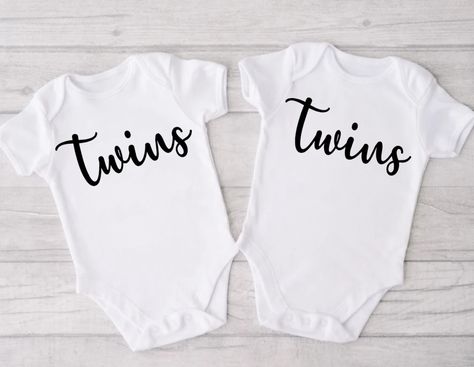 Twin Baby Bodysuit Set, Twin Pregnancy Announcements, Double Trouble, Baby Showers, Newborn, New Baby, New Parents Gift, Siblings Outfit Twin Pregnancy Announcement, New Parents Gift, Sibling Outfits, Pregnancy Announcements, Twin Pregnancy, Gifts For New Parents, Double Trouble, Twin Babies, Gender Neutral Baby