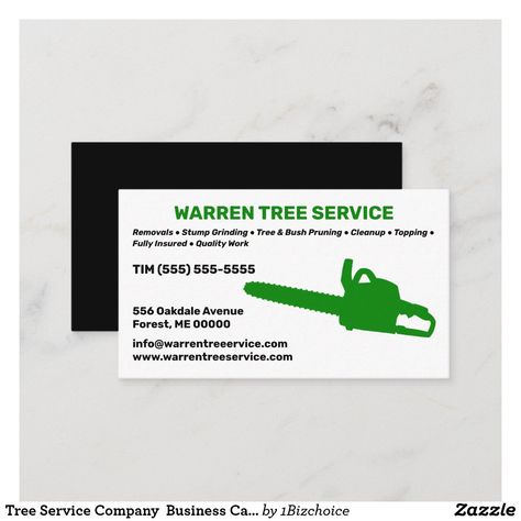 Tree Service Company Business Card Tree Service Business Cards, Company Business Cards, Service Business, Tree Service, Tree Trimming, Services Business, Landscape Trees, Business Names, Lumber