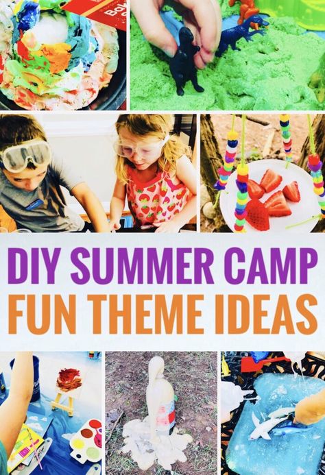 The BEST DIY Summer Camp Theme Ideas - Glitter On A Dime Summer Camp Theme Ideas, Camp Theme Ideas, Diy Summer Camp, Summer School Themes, Preschool Summer Camp, Camp Themes, Summer School Activities, Summer Camp Themes, Mom Crafts