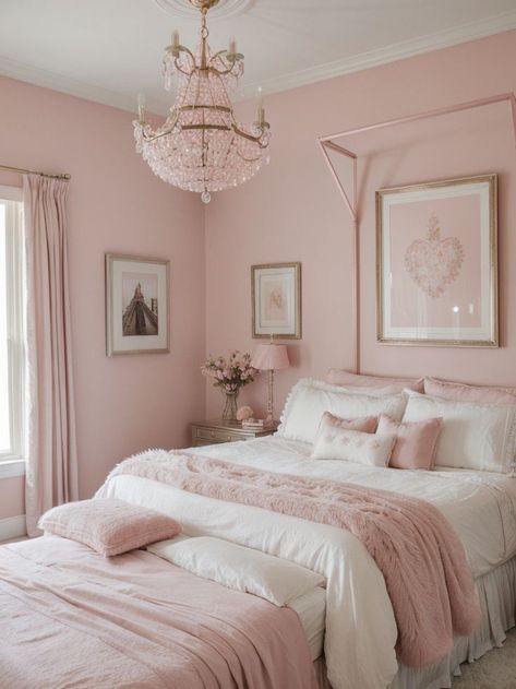 Pink Canopy, Light Pink Bedrooms, Blush Pink Bedroom, Fur Pillows, Pink Bedroom Design, Pink Bedroom Ideas, Pink Bedroom Decor, Pink Room Decor, Dekorasi Kamar Tidur