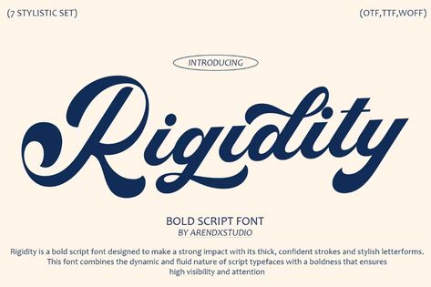 Rigidity - Bold Script Font, Script and Handwritten ft. bold & font - Envato Elements Bold Script Font, Script Fonts Design, Light Font, Script Typeface, Creative Typography, Creative Fonts, Bold Fonts, Script Lettering, Best Fonts