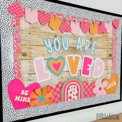 Valentine Love Bulletin Board Kit Valentines Theme Bulletin Board, Love Board Ideas, Bullinton Boards Ideas, Kindergarten Valentines Bulletin Board, Valentine Board, Love Bulletin Board, Valentines Decor Classroom, Valentine's Bulletin Board Ideas, Valentines Boards Bulletin For School