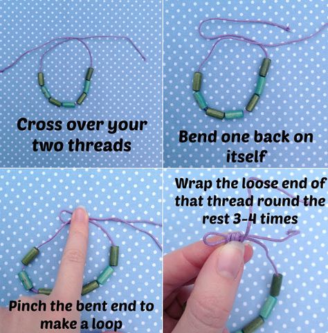 Tie A Bracelet, Sliding Knot Tutorial, Adjustable Bracelet Diy, Slip Knot Bracelets, Sliding Knot Bracelet, Making Bracelets With Beads, Knots Diy, Bracelets Handmade Diy, Making Bracelets