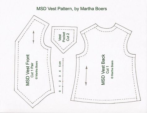 MSD Vest Pattern - Tutorials - Antique Lilac Free Printable Vest Pattern, Doll Vest Pattern Free, Vest Template Free Pattern, Bjd Sewing Pattern, Doll Vest Pattern, Diy Vest Pattern, Vest Pattern Sewing, Diy Vest, Vest Sewing