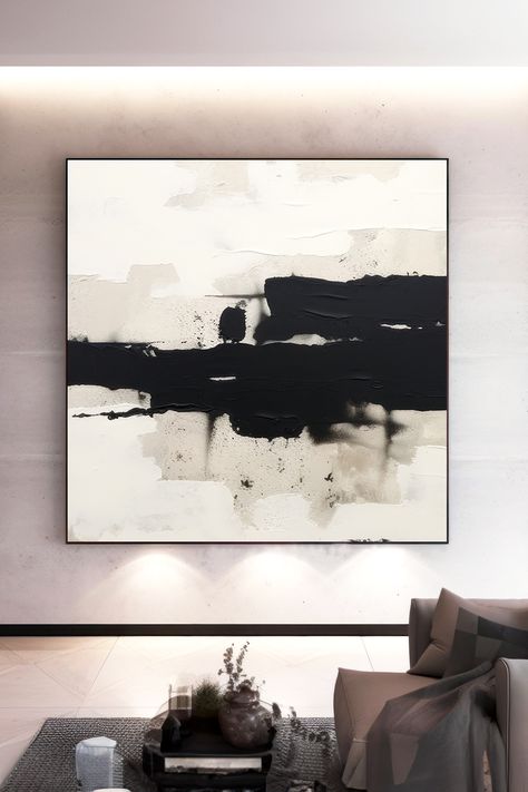 Original handmade black and white abstract painting with bold brush strokes and textured layers on canvas White Abstract Wall Art, Textured Layers, Black And White Decor, Art Minimaliste, Contemporary Interiors, Black And White Abstract, Abstract Wall, Contemporary Interior, Art Original