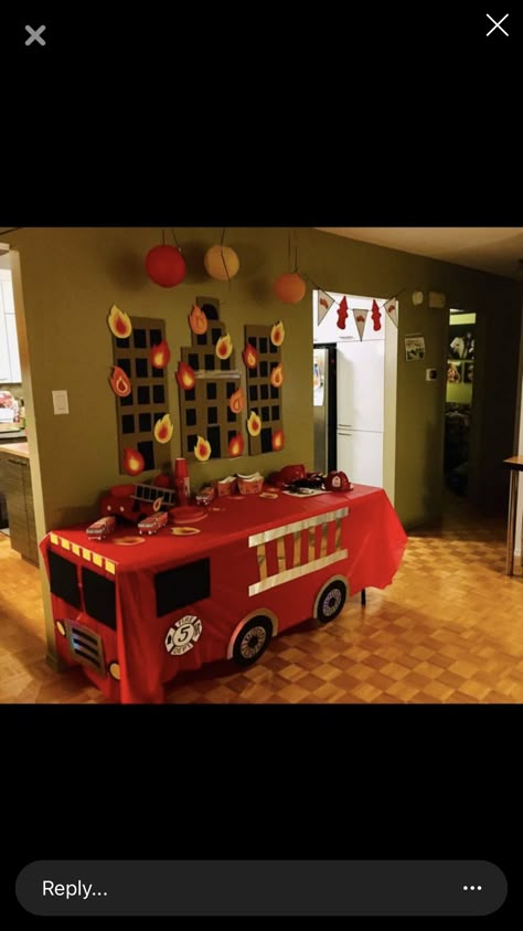 4th Birthday Party For Boys, Fireman Party, Firetruck Birthday Party, Fireman Birthday, Fire Truck Party, Firefighter Party, Firefighter Birthday, Firetruck Birthday, Paw Patrol Birthday Party