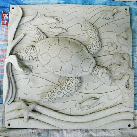 Clay Tiles Art Project | Clay Turtle Ceramic Art Tile Art Projects, Clay Relief, Clay Turtle, Relief Tiles, Formy Silikonowe, Ceramic Projects, Clay Tiles, Relief Sculpture, Ceramics Projects