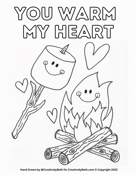 S’mores Coloring Sheet, Smores Coloring Page Free Printable, Printable Camping Coloring Pages, Smores Coloring Page, Campfire Coloring Page, S’mores Activities Preschool, S'more Crafts For Toddlers, Smores Craft For Kids, Marshmallow Template Free Printable