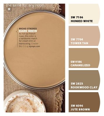 Tatami Tan Sherwin Williams, Rust Paint Color Accent Walls, Light Rust Paint Color, Camel Paint Color, Brown Interior Paint, Camel Color Palette, House Palette, Rustic Color Palettes, House Renos