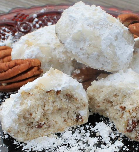 Pecan Snowdrop Cookies Recipe Snowdrop Cookies, Maple Walnut Fudge Recipe, Walnut Fudge Recipe, Old Fashioned Tea Cakes, Chive Biscuits, Haystack Cookies, Pecan Snowball Cookies, Amazing Cookie Recipes, Snowball Cookie Recipe