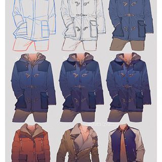 Tutorial ♂ Jacket Download full version here: https://gumroad.com/kawacy . full version includes more jacket samples with steps + step-by-step video (duration: 27min 58sec)😄 Clothes Drawing Reference, Clothes Drawing, Clothes Reference, Clothing Sketches, Coloring Tutorial, Poses References, Digital Painting Tutorials, Anime Drawings Tutorials, Drawing Clothes