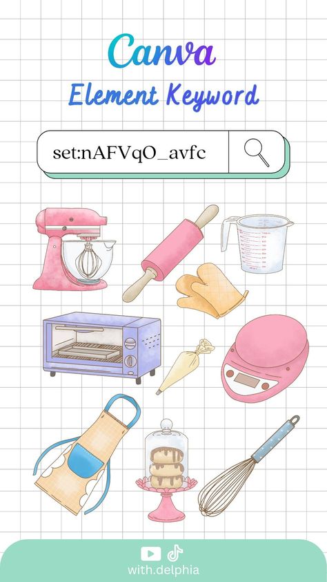 Canva element keyword 🥧🧁🥯 1181 🏷️ Baking Cute, Calendar Doodles, Cute Cooking, Kitchen Elements, Canva Codes, Iphone Wallpaper Vsco, Keyword Elements Canva, Pixel Font, Canva Element Keyword