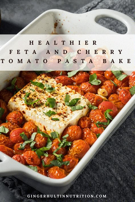 Elevate comfort food with my Healthier Feta & Tomato Pasta Bake! Whole wheat pasta, creamy feta, bursting cherry tomatoes & basil goodness. Meal prep for easy dinners & leftovers. Quick, delicious, and nourishing! #healthypasta #mealprep #easypastarecipe Feta Tomato Pasta Bake, Easy Vegetarian Meal Prep, Feta Tomato Pasta, Tomato Pasta Bake, Feta Tomato, Cherry Tomato Recipes, Pasta Creamy, Creamy Feta, Tomato Basil Pasta