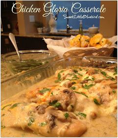 Gloria Chicken, Chicken Gloria Recipe, Chicken Gloria Casserole, Chicken And Mushroom Casserole, Chicken Gloria, Easy Chicken Casserole, Chicken Casserole Recipes, Easy Chicken Casserole Recipes, Mushroom Casserole