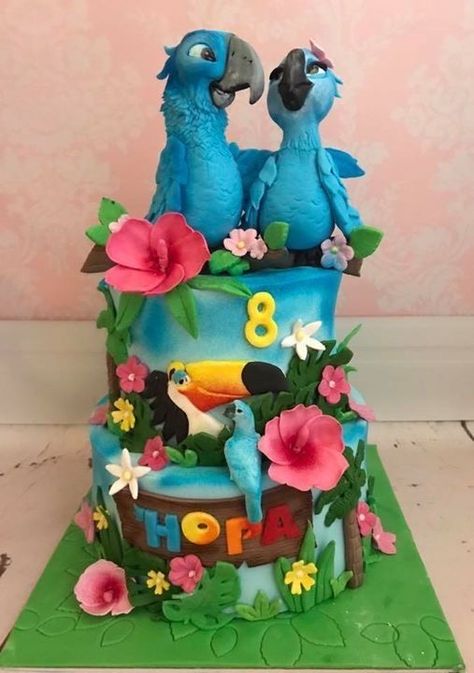 Rio Themed Birthday Party, Rio Birthday Party Ideas, Rio Birthday Party, Rio Birthday Cake, Rio Cake, Rio Birthday Parties, Rio Party, Safari Cake, Bird Birthday Parties