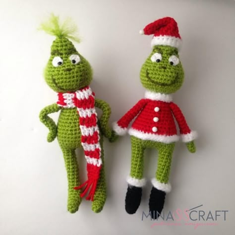 The Grinch Amigurumi – Minasscraft Patrones Amigurumis Crochet Grinch, Crochet For Christmas, Crochet Christmas Hats, Minion Crochet, Crochet Xmas, Lovely Images, Holiday Crochet, Haken Baby, Christmas Crochet Patterns