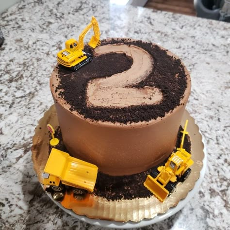 Dump Truck Birthday Cake, Digger Cake, Construction Birthday Cake, Second Birthday Cakes, Truck Birthday Cakes, Construction Cake, Truck Cakes, Construction Birthday Party, 2 Birthday Cake