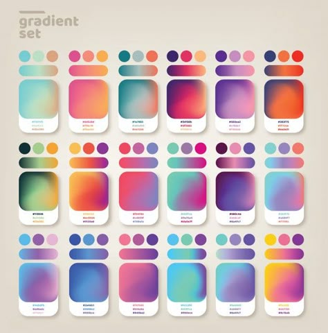 Gradient ideas set Premium Vector | Premium Vector #Freepik #vector #mobile #gradient #modern #app Rgb Palette, Gradients Background, 3d Tipografi, Gradient Color Design, Color Gradients, الفن الرقمي, Color Design Inspiration, Desain Buklet, Vector Gradient