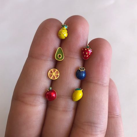 Etsy Stud Earrings, Fun Earrings Studs, Funky Stud Earrings, Dawn Jewelry, Cute Stud Earrings, Pineapple Earrings, Fruit Jewelry, Fruit Earrings, Dope Jewelry