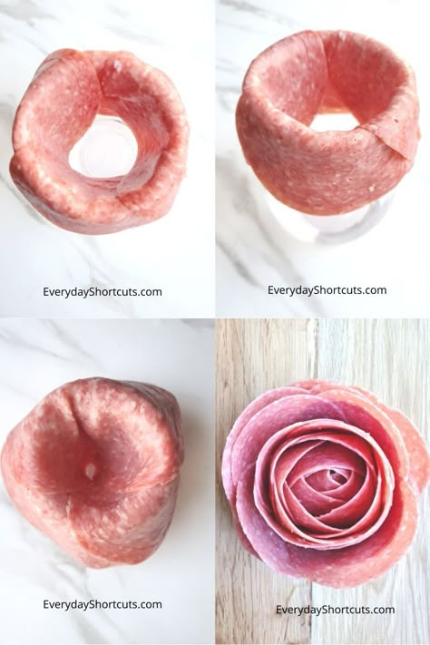 How to Make Charcuterie Board Meat Roses - Everyday Shortcuts Make Charcuterie Board, Meat Roses, Charcuterie Meats, Charcuterie Board Meats, Charcuterie Appetizers, Charcuterie Ideas, Savory Treats, Charcuterie Platter, Charcuterie Inspiration