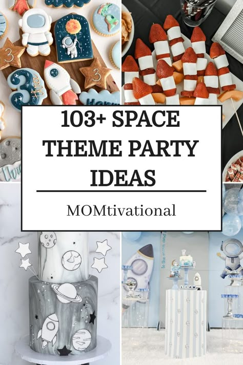 Rocket Bday Party, Space Party Decorations Decorating Ideas, Star Birthday Party Ideas Decoration, Diy Space Birthday Party, Astronaut Bday Party, Astronaut Birthday Party Decorations, Diy Space Decorations For Party, Space Themed Party Food, Planets Birthday Party Ideas