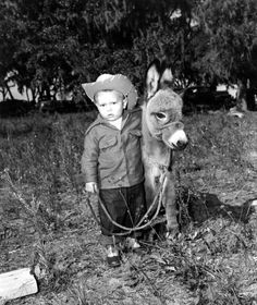 Young boy with month old Sicilian donkey. November 1950. The grandson of George Garretson, owner of Palomino stables in Ocala, with month old Sicilian donkey. Courtesy: State Archives of Florida, Tallahassee, FL (USA) Sicilian Donkey, Baby Donkeys, Baby Donkey, Mini Donkey, Miniature Donkey, Vintage Foto's, Hee Haw, Cute Donkey, Animal Babies