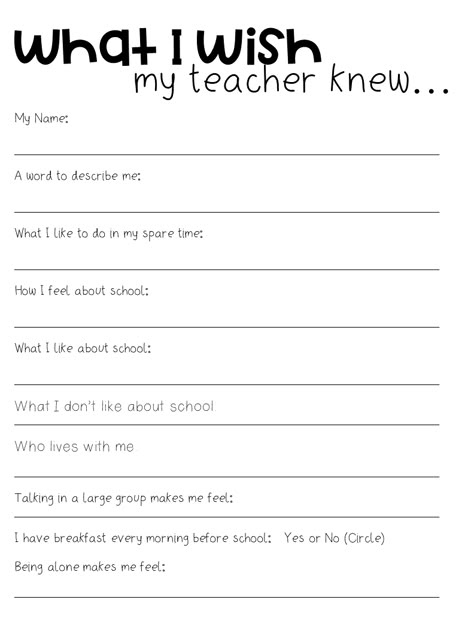 Back to school activity, get to know you activity Teacher Get To Know Me Activity, What I Wish My Teacher Knew, Getting To Know Your Students Activities Elementary, Get To Know Your Students Activities, Back To School Therapy Activities, Get To Know You Activities For Kids, Getting To Know You Activities, Get To Know You Activities Elementary, Get To Know Me Worksheet