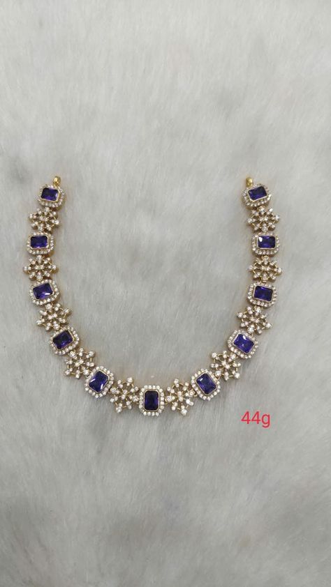 Blue Stone Jewellery Gold Indian, Safire Jewelry, Blue Necklace Indian, Chocker Design, Jewellery Gold Indian, Blue Stone Jewellery, Indian Jewellery Gold, Diamond Jewelry Set, Diamond Pendants Designs