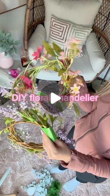 Tiffani Rose Beaston on Instagram: "Guys, I’m in love 🌸🌺🌼 this DIY chandelier came out better than I envisioned. The girls are obsessed and I love knowing that they get to look up at these beautiful butterflies and flowers as they’re falling asleep 😴 what do you think? #diyflowerchandelier #diyspringdecor #diy #diymobile" Flower Chandelier Diy How To Make, Diy Flower Chandelier, Flower Chandelier Diy, Secret Garden Nursery, Flower Chandelier, Spring Decor Diy, Butterflies And Flowers, Diy Mobile, Garden Nursery