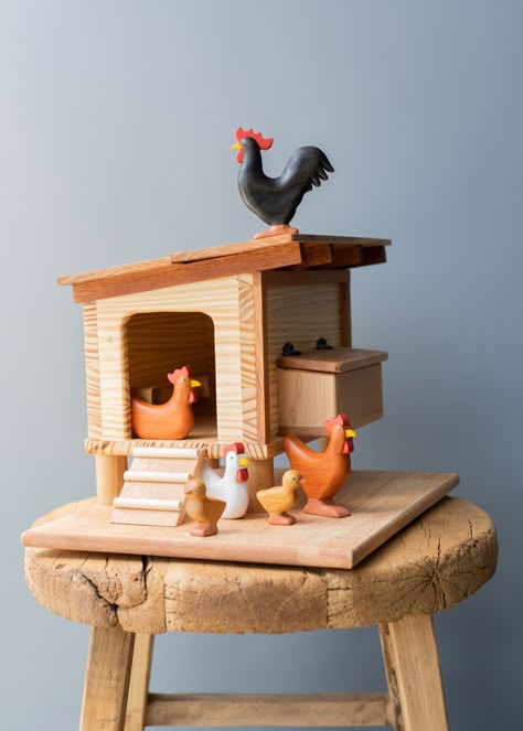 Wooden Chicken Coop, Odin Parker, Wooden Chicken, Making Wooden Toys, Unique Woodworking, Open Ended Toys, Handmade Kids, Woodworking Project, Baby Carriage