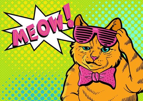 Cat Pop Art, Smile Cat, Pop Art Vector, Patriotic Background, Illustration Pop Art, Pop Cat, Pop Art Cat, Pop Art Decor, Retro Typewriter