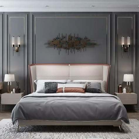 22+ Aesthetic Bedroom Accent Wall Ideas (2024 Trends) - DrExplains Picture Accent Wall, Bedback Designs Modern, Bedback Designs, Luxe Bedroom, Bedroom Interior Design Luxury, Modern Bedroom Interior, Accent Wall Bedroom, Luxury Bedroom Master, Classic Bedroom