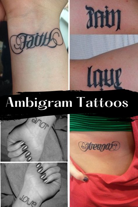 Ambigram Tattoo Defined - TattooGlee Ambigram Tattoo Ideas For Women, Words Tattoo Placement, Anagram Tattoo, Ambigram Tattoo Ideas, Ambigram Tattoo Generator, Word Tattoo Placements, Ambigram Tattoos, Tattoo Ideas Words, Words Tattoo