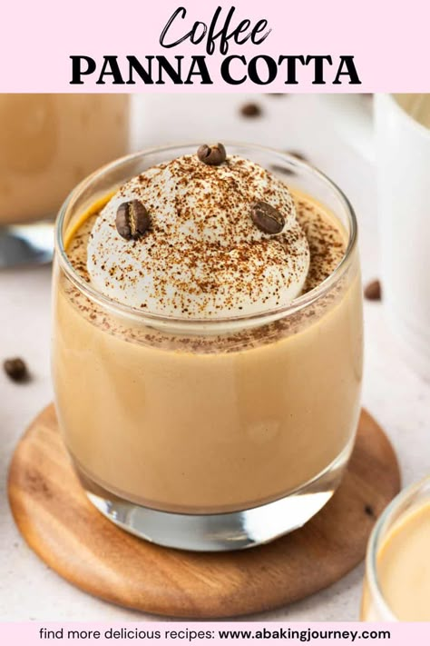 Coffee Panacotta Recipe Easy, Strawberry Panacotta Recipes, Coffee Based Desserts, Coffee Custard Recipe, Coffee Tart Recipes, Panna Cotta Recipes, Panda Cotta Recipe, Fancy Jello Desserts, Panacotta Recipe Easy