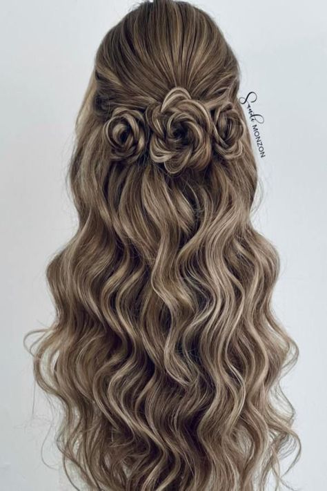 Brown Hair Homecoming Hairstyles, Hair Styles For Special Events, Prom Hairstyles Half Up Half Down Bun, Elegant Half Up Half Down Hairstyles Medium Hair, Half Up Half Down Hoco Hairstyles, Half Up Half Down Pageant Hair, Wedding Hairstyles For Brown Hair, Half Up Half Down Homecoming Hair, Elegant Half Up Half Down Hairstyles