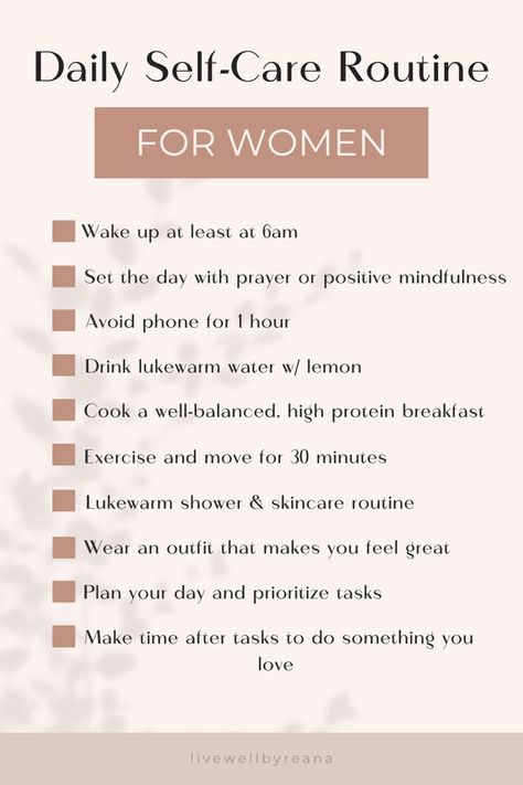 A strategic daily self-care routine for women designed with simple easy steps to put into practice now for a whole renewed sense of well-being and new you! self care routine • holistic self-care • well-being tips • self-care ideas • daily self-care routine Daily Self Care Routine, Daily Routine Habits, Daily Routine Schedule, Daily Self Care, Daily Routine Planner, Practicing Self Love, Self Care Bullet Journal, Routine Planner, Healthy Routine