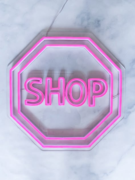 #SHOPsign #boutique #neon #ledsigns #customsigns #retail #windowdisplay Neon Signs Boutique, Shop My Stuff Sign, Shop My Closet Sign, Buy My Stuff Sign, Pink Boutique Interior, Boutique Signage, Luxury Boutique Interior, Clothing Boutique Decor, Fashion Boutique Interior