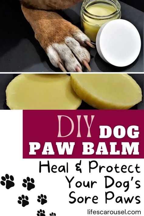 Diy Dog Paw Balm, Dog Paw Salve, Dog Paw Moisturizer, Dog Paw Cream, Diy Pet Crafts, Paw Cream, Dog Paw Protection, Dog Paw Care, Dog Balm