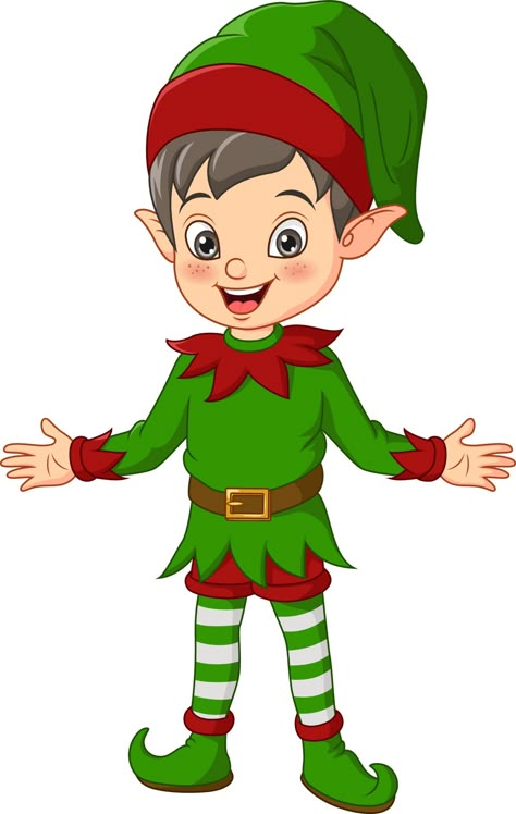 Christmas Present Vector, Elf Images, Elf Cartoon, Elf Clipart, Elf Drawings, Christmas Elf Costume, Christmas Graphic Design, Xmas Elf, Christmas Yard Art