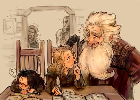 Cute! Hobbit Funny, Hobbit Art, Fili And Kili, Middle Earth Art, Lotr Art, Thorin Oakenshield, Thranduil, Jrr Tolkien, Gandalf